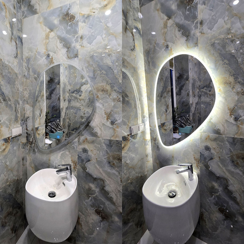 Дзеркало "Крапля 2" з комбінованою LED-підсвіткою 75x100 см (розмір на вибір)