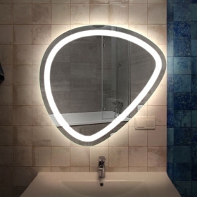 Зеркало "Капля 4" с фоновой и фронтальной LED-подсветкой 63x60 см (размер на выбор)