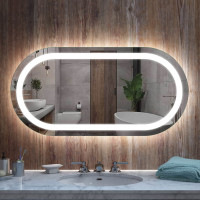 Зеркало "Стадион" с фронтальной и фоновой LED-подсветкой S-04h 40x80 см (размер на выбор)