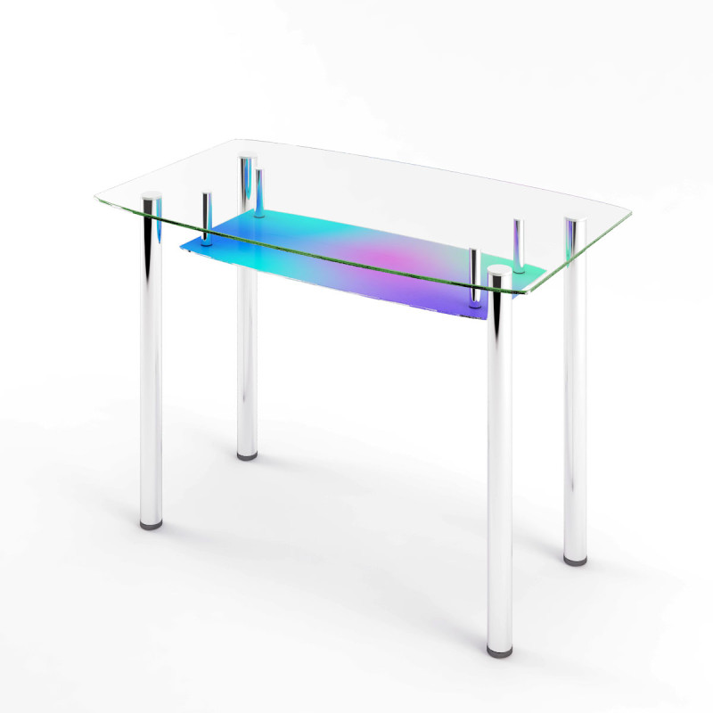 Стіл скляний обідній D-05-3 з гартованим склом та хромованими ніжками