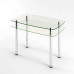 Стол стеклянный обеденный D-07-1 с каленным стеклом и хромированными ножками