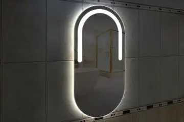 Фронтальная подсветка овального зеркала (форма Стадион), вариант подсветки LSF-02v