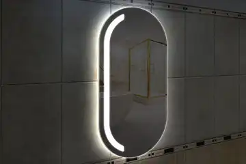Фронтальная подсветка овального зеркала (форма Стадион), вариант подсветки LSF-07v-L