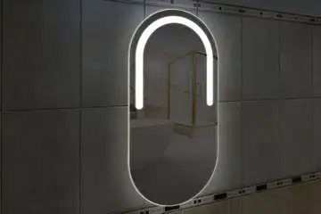 Фронтальная подсветка овального зеркала (форма Стадион), вариант подсветки LSF-02v
