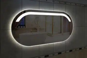 Фронтальная подсветка овального зеркала (форма Стадион), вариант подсветки LSF-06h