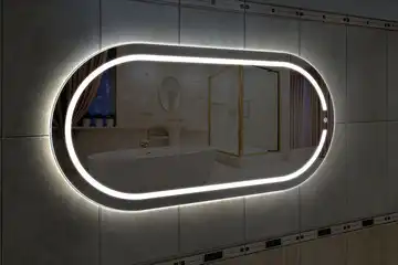 Фронтальная подсветка овального зеркала (форма Стадион), вариант подсветки LSF-10h-1b