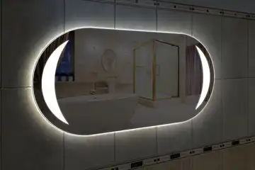 Фронтальная подсветка овального зеркала (форма Стадион), вариант подсветки LSF-12h